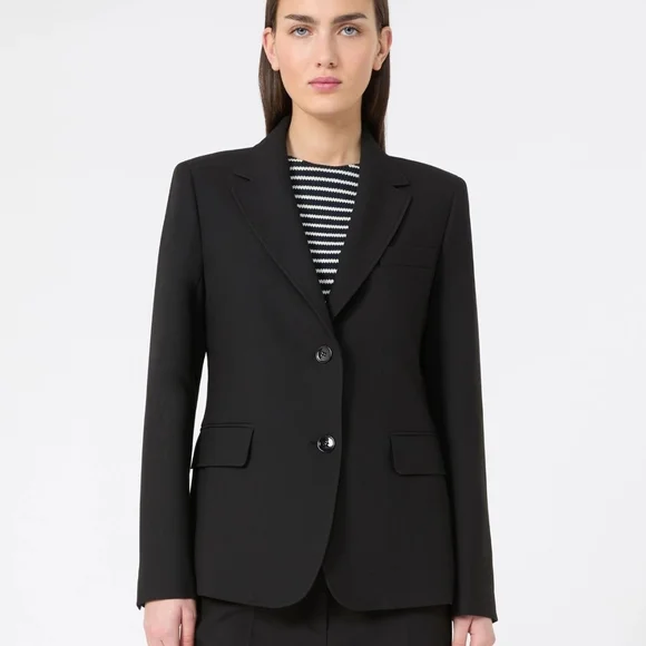 Weekend Max Mara Black Single-Breasted Tailored Blazer - Picture 2 of 9